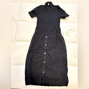 Emporio Armani Black Knit Fitted Dress | Knee Length / Just past knee